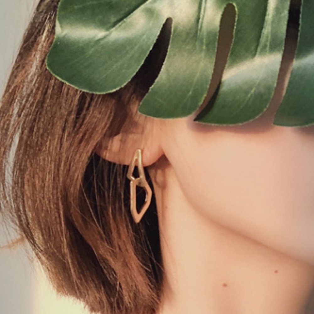 💕💕Last one Geometric Link Earrings - Picture 2 of 8